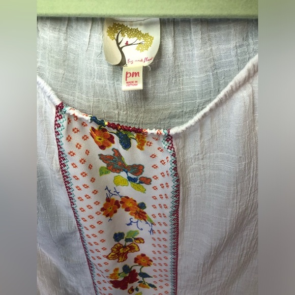 Anthropologie Fig and Flower Multicolored Embellished 3/4 Sleeve Blouse PM - Picture 6 of 14